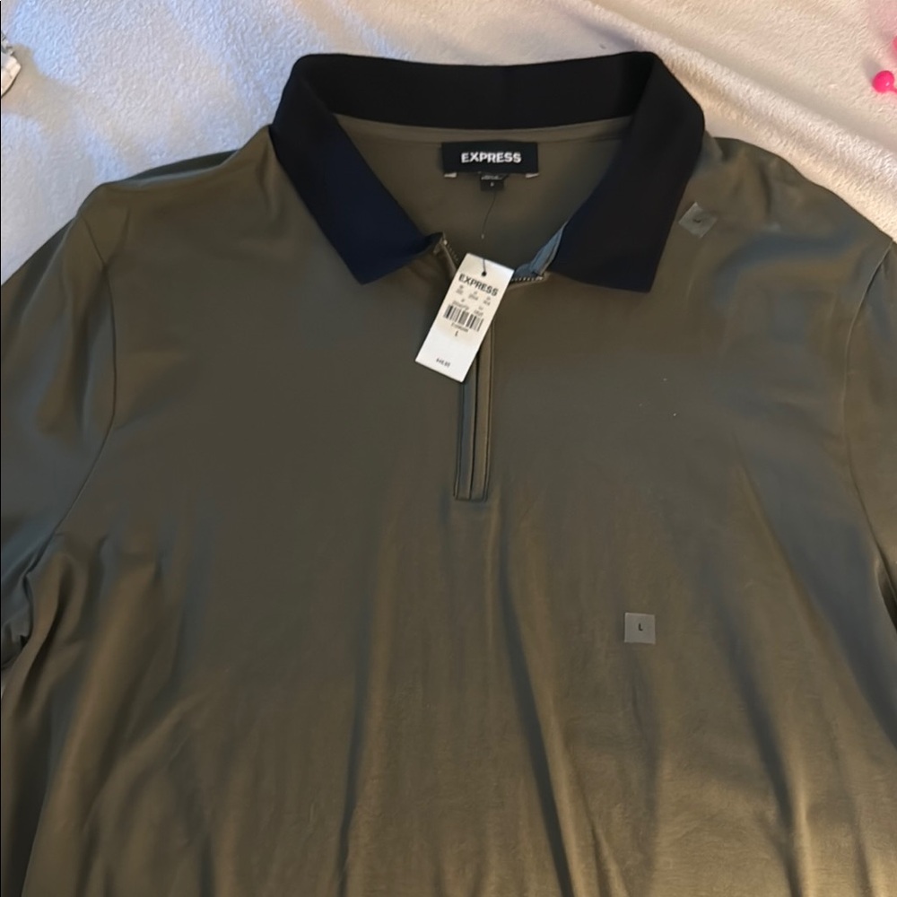 Express Men's Olive Polo Shirt
